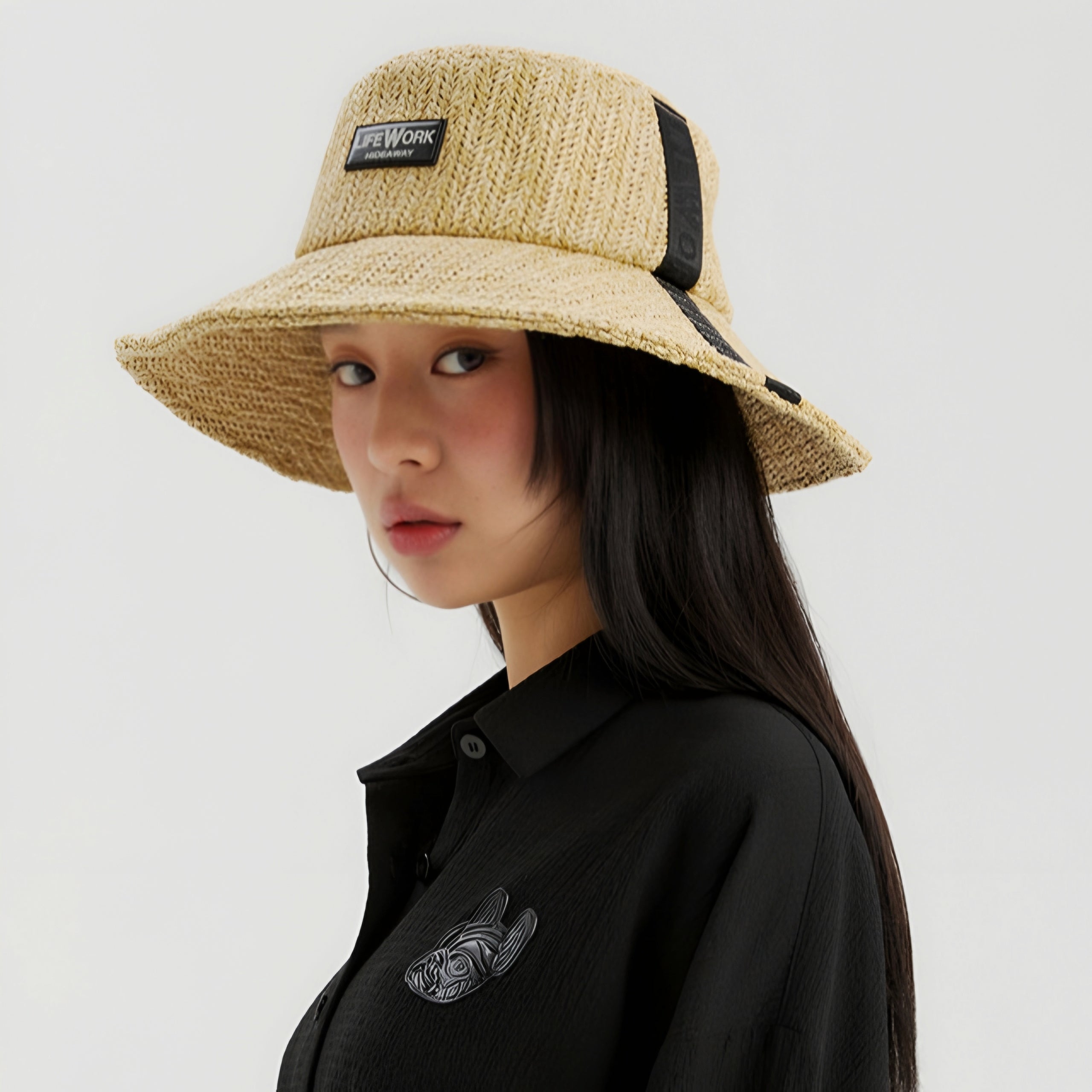 Life Work Korea Rattan Webbing Raffia Bucket Hat