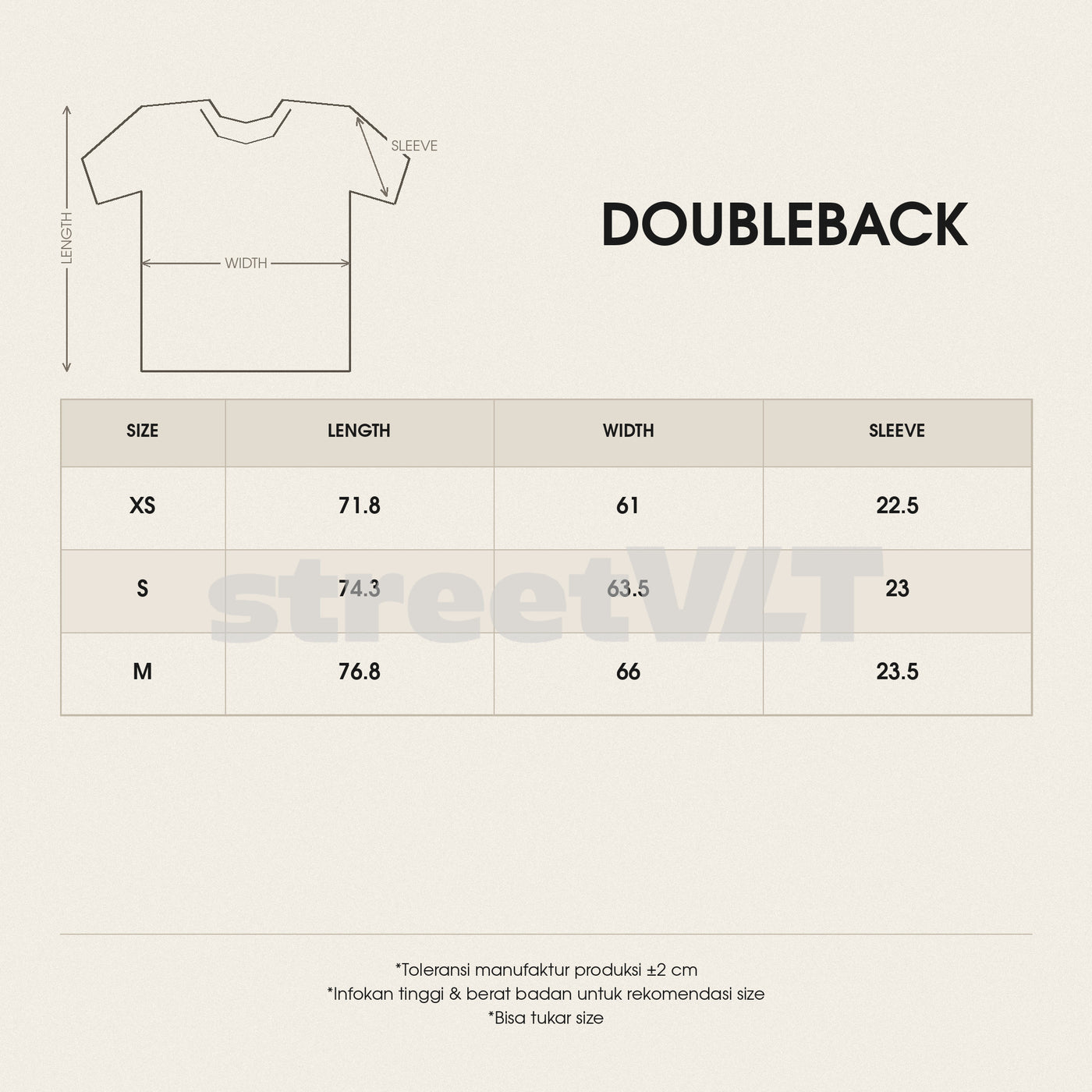 Doubleback Pin Up Black Oversized Black Tee size chart
