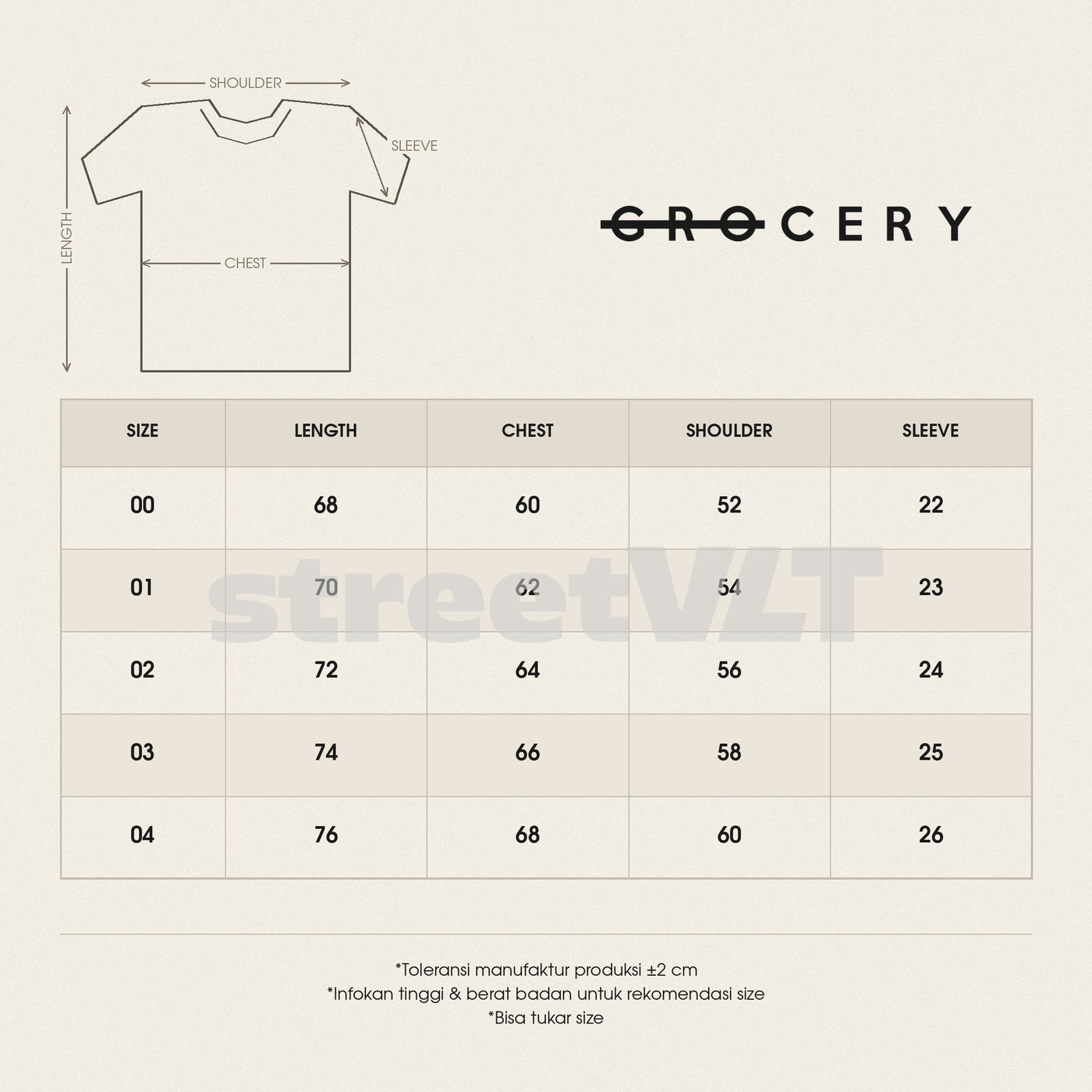 Gro Grocery Basic Boxy Navy Tee size chart
