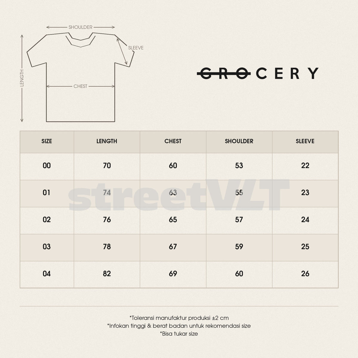Gro Grocery Emblem Embroidery Logo Stripe Polo Shirt size chart