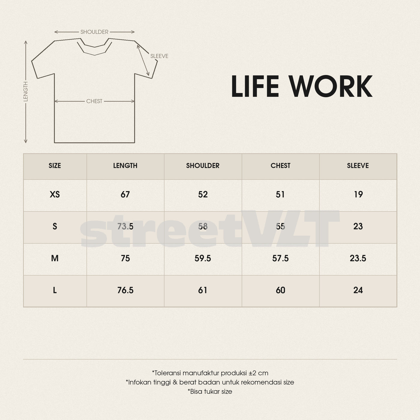 Life Work Korea Silket Big White Radog Black Tee size chart