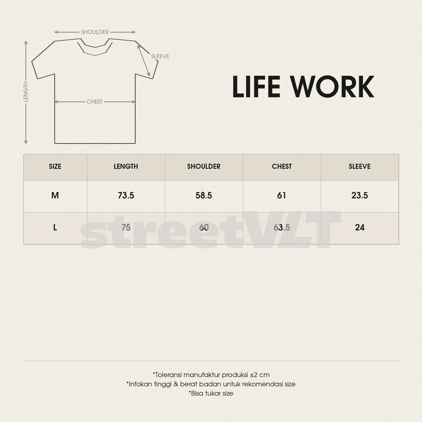 Life Work Korea Garment Chrome Tee Lifework Original size chart