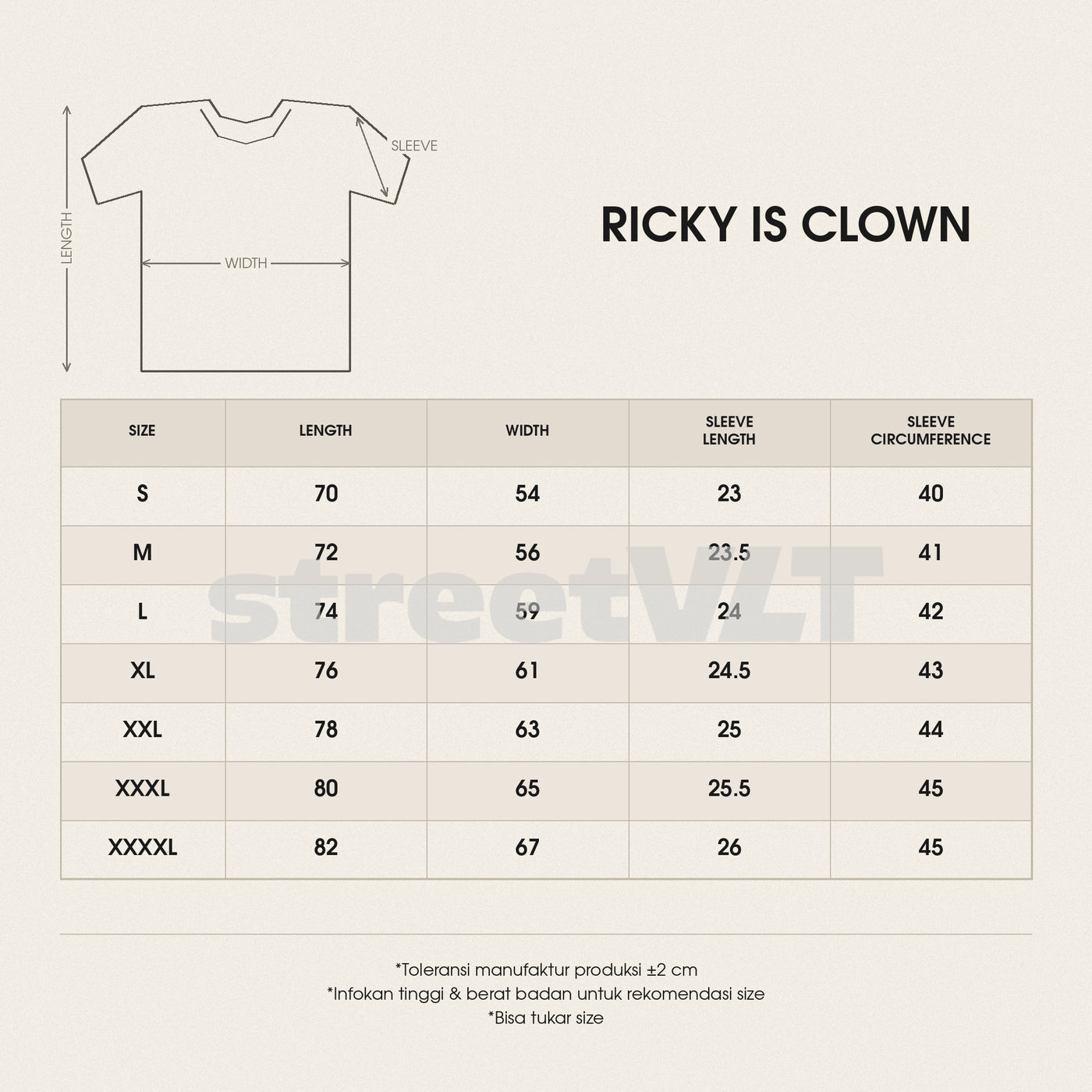 RIC Ricky is Clown Dark Earl Black Mamba Tee Original size chart