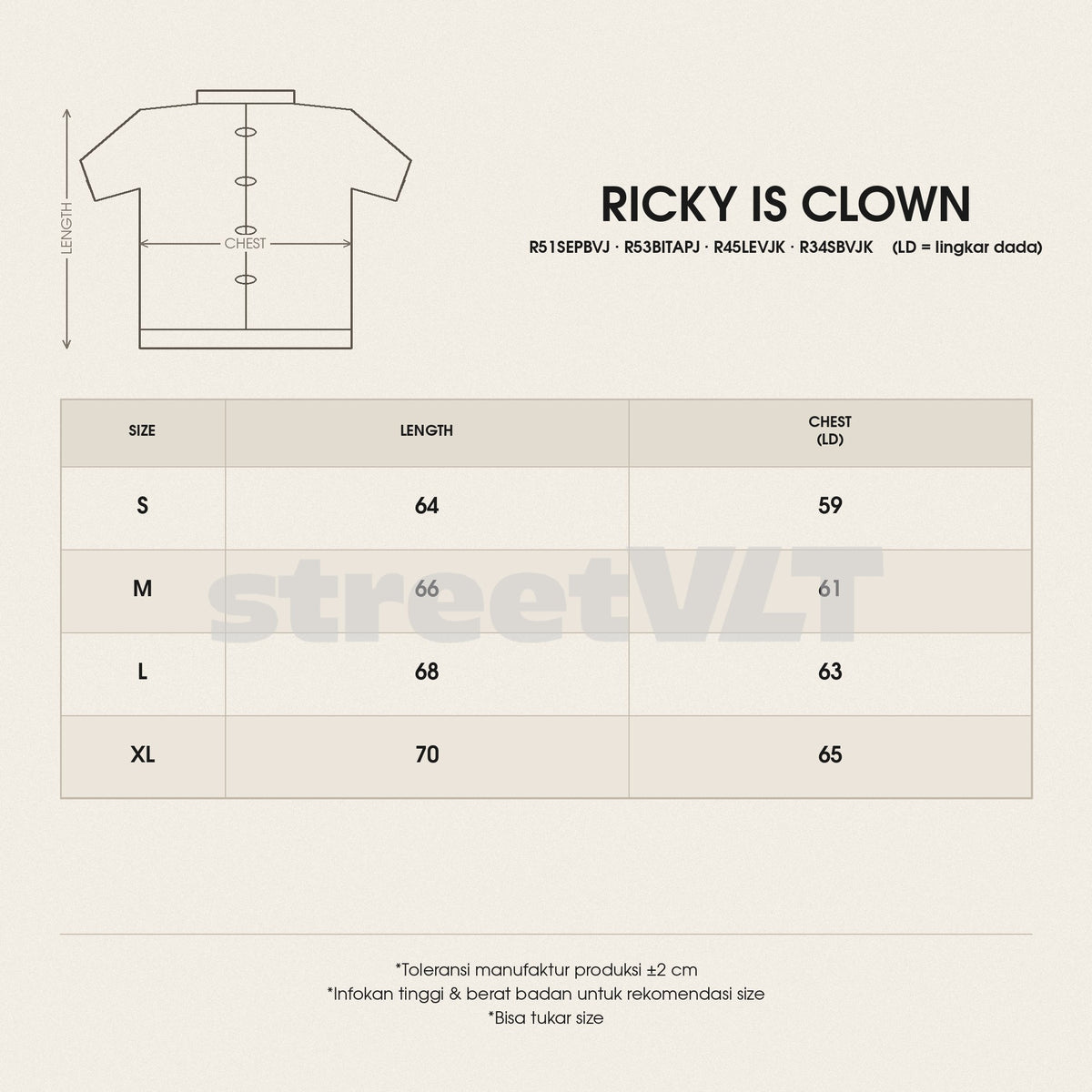Ricky is Clown Swirl Bunny Wool Caramel Red Varsity Jacket size chart