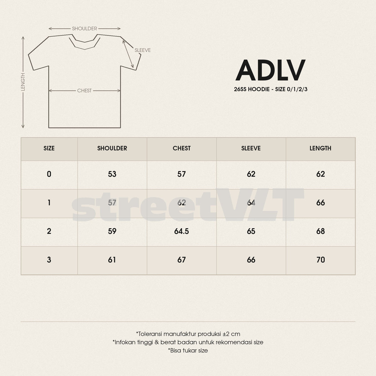 ADLV Basic AC Bear Hoodie Acme De La Vie size chart