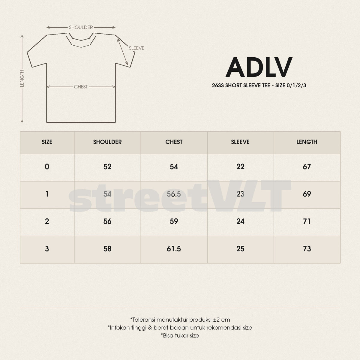 ADLV Horse Basic Logo Short Sleeve T-Shirt Acme De La Vie size chart