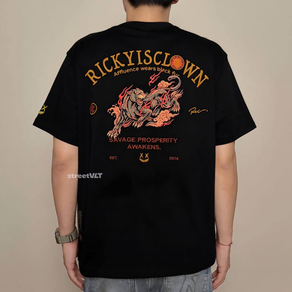 Ricky is Clown Fire Leopard Embroidered Tee