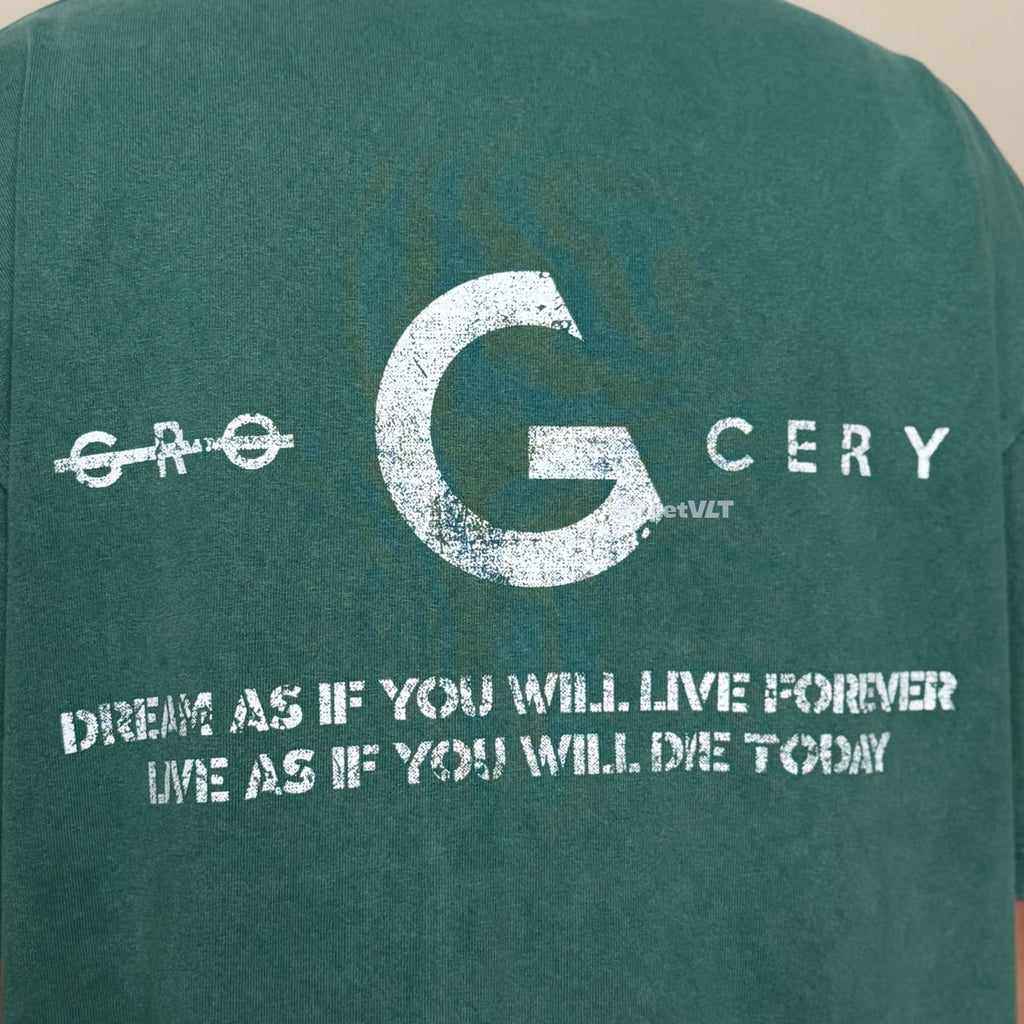 Gro Grocery Sand Washed Painted Slogan Tee