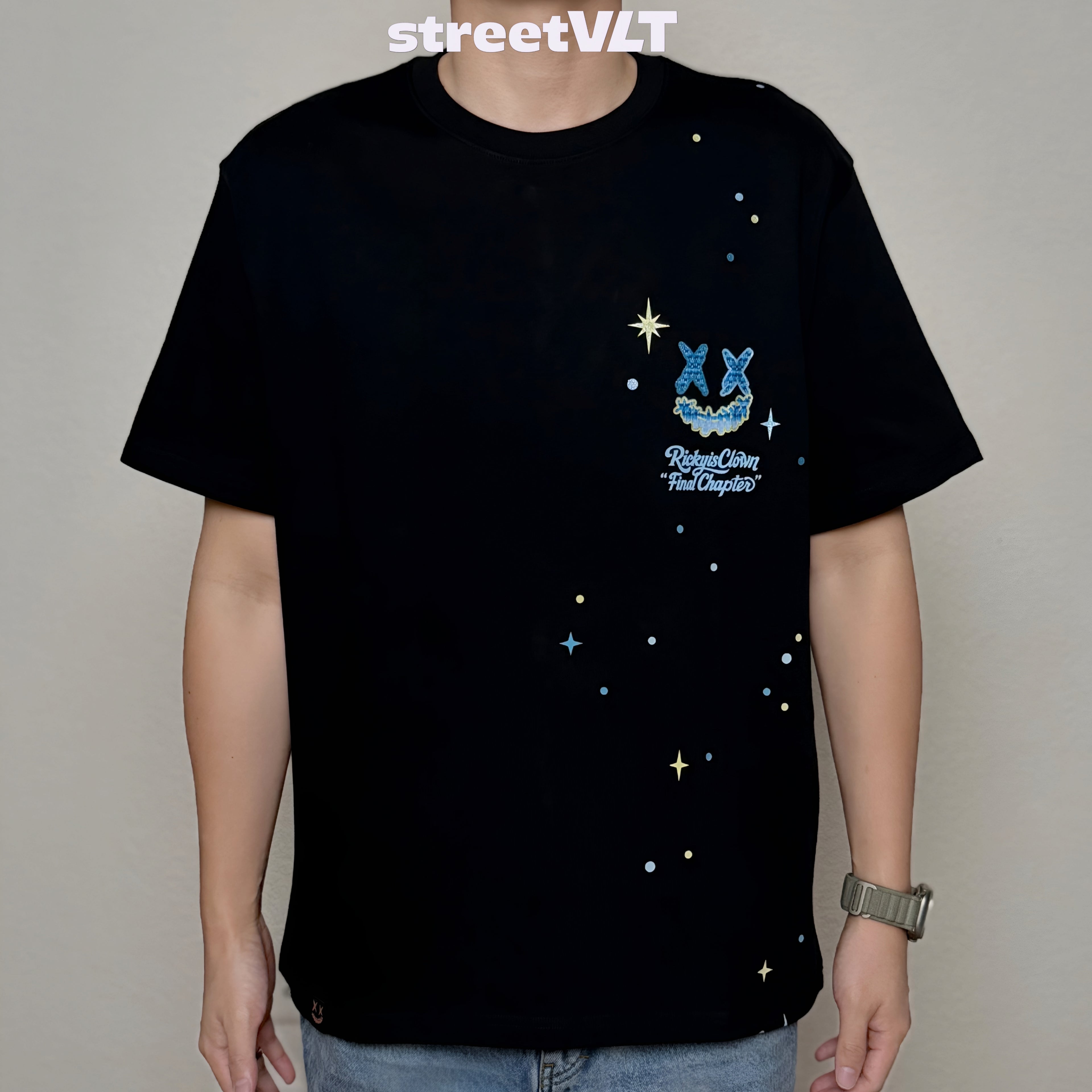 Ricky is Clown Blue Feather Floral Tear Tee