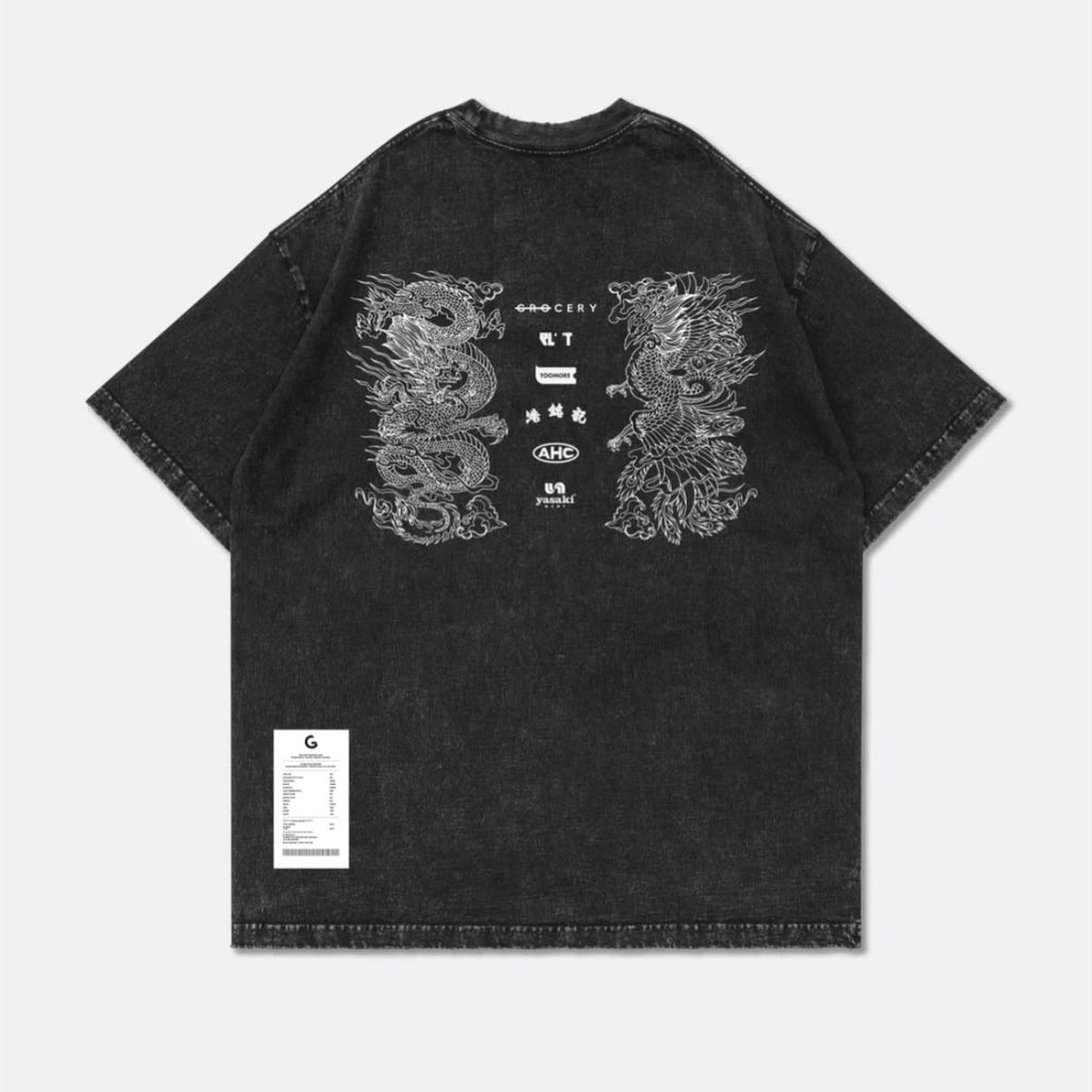 Gro Grocery City Heritage Dragon & Phoenix Washed Graphic Tee