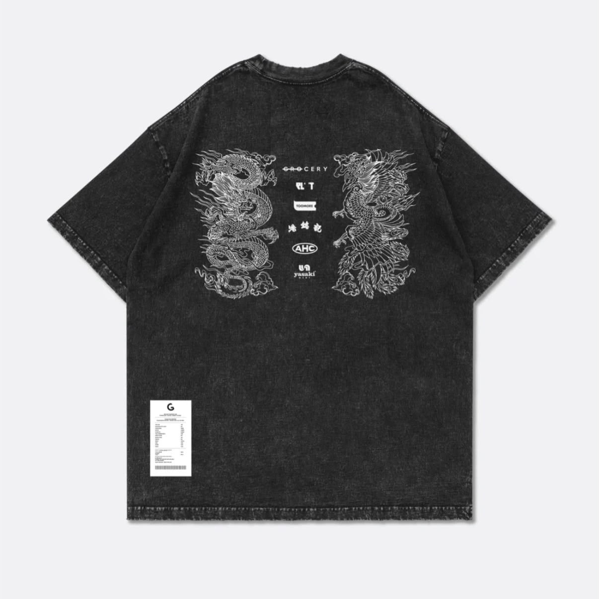 Gro Grocery City Heritage Dragon & Phoenix Washed Graphic Tee