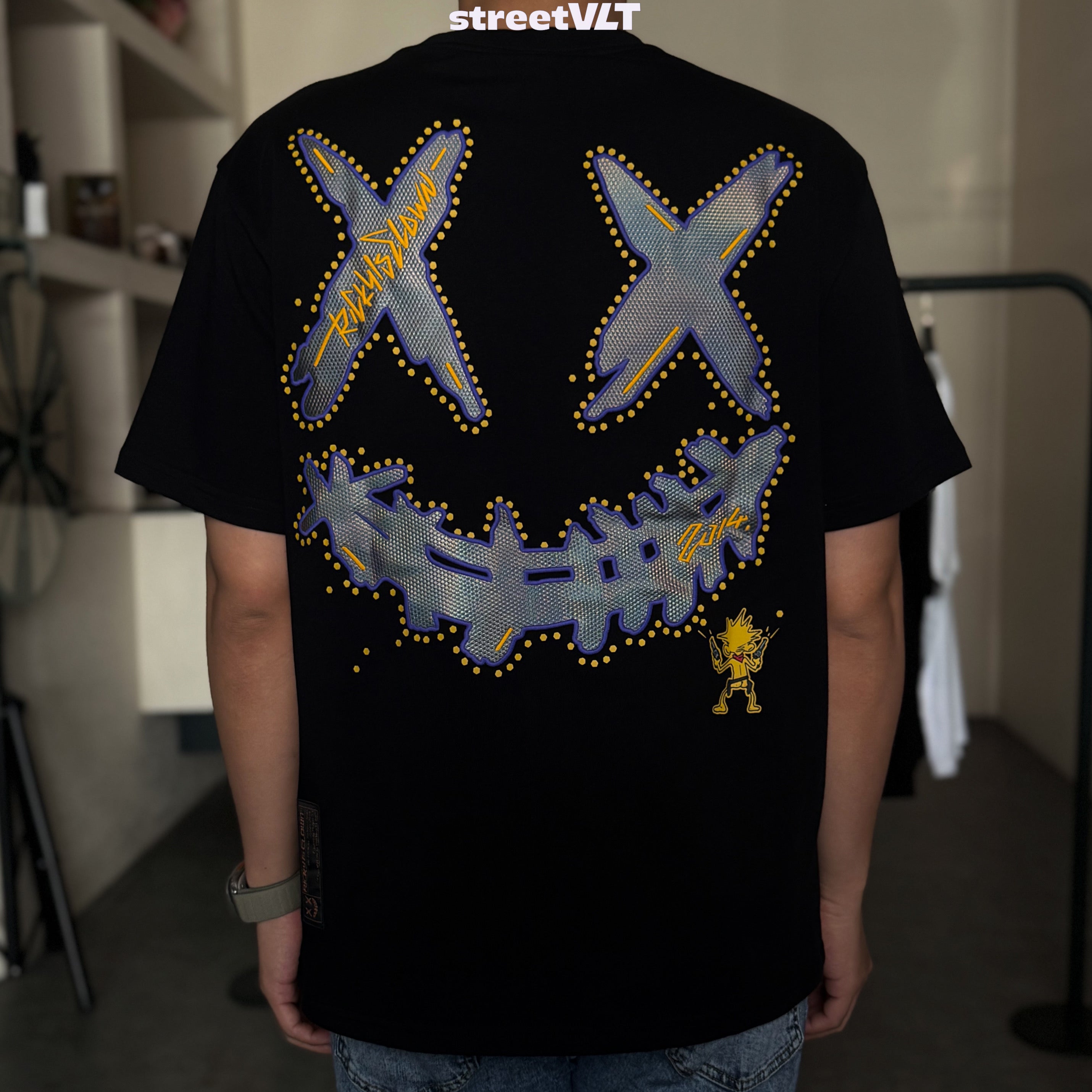 Ricky is Clown Colorful Skin Patch Embroidered Pineapple Head Tee