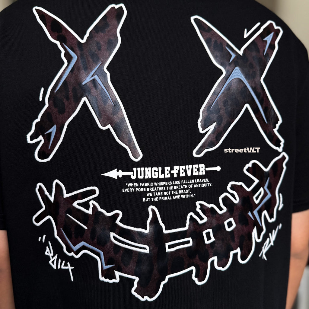 Ricky is Clown Shadow Claw Leopard Embroidered Leather Tee