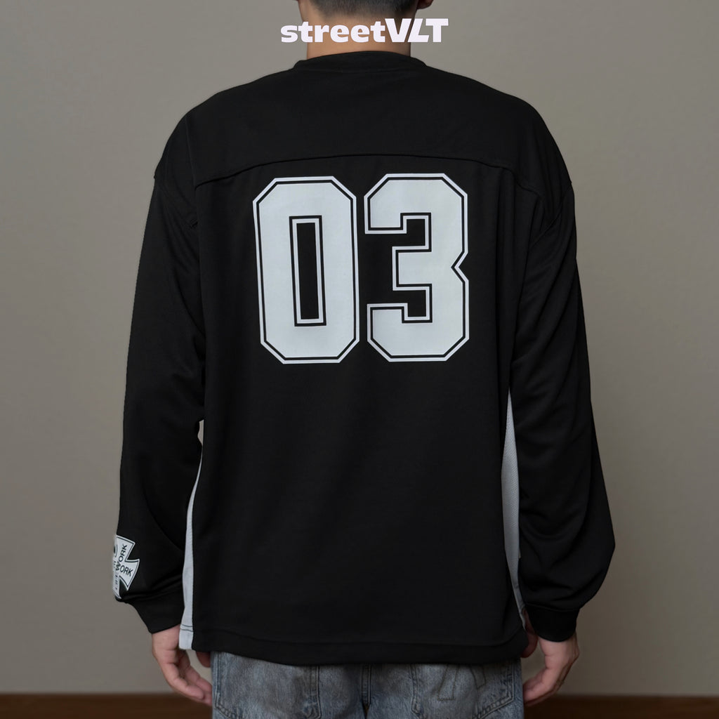 Life Work Korea Mesh block V-neck Jersey Tee
