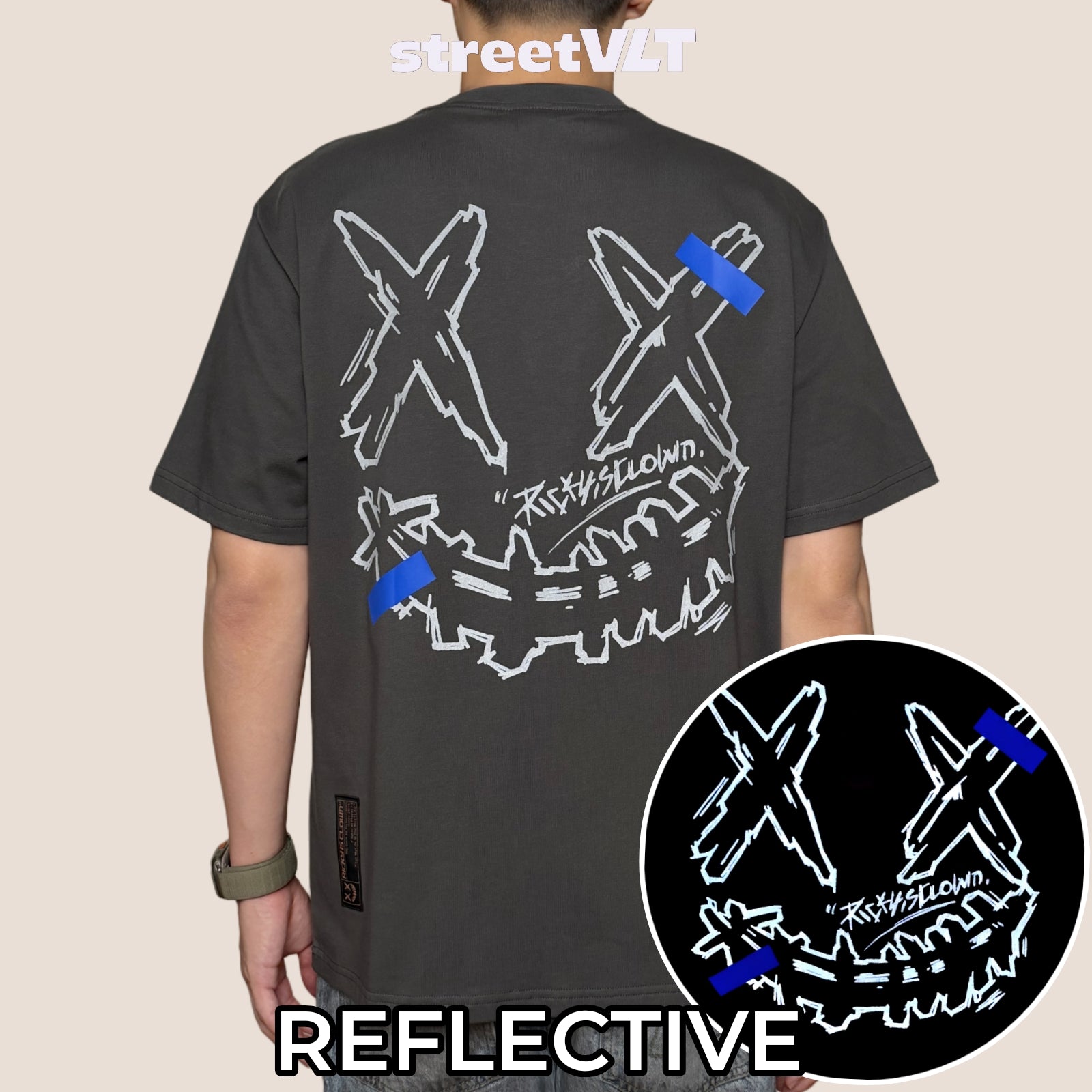 Ricky is Clown Photo Sticker Reflective Charcoal Grey Tee