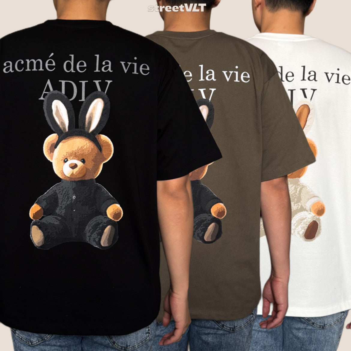 ADLV Rabbit Bear Doll Logo Short Sleeve T-Shirt  Acme De La Vie