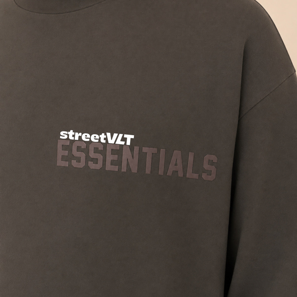 Essentials Off Black Long Sleeve Crewneck Tee