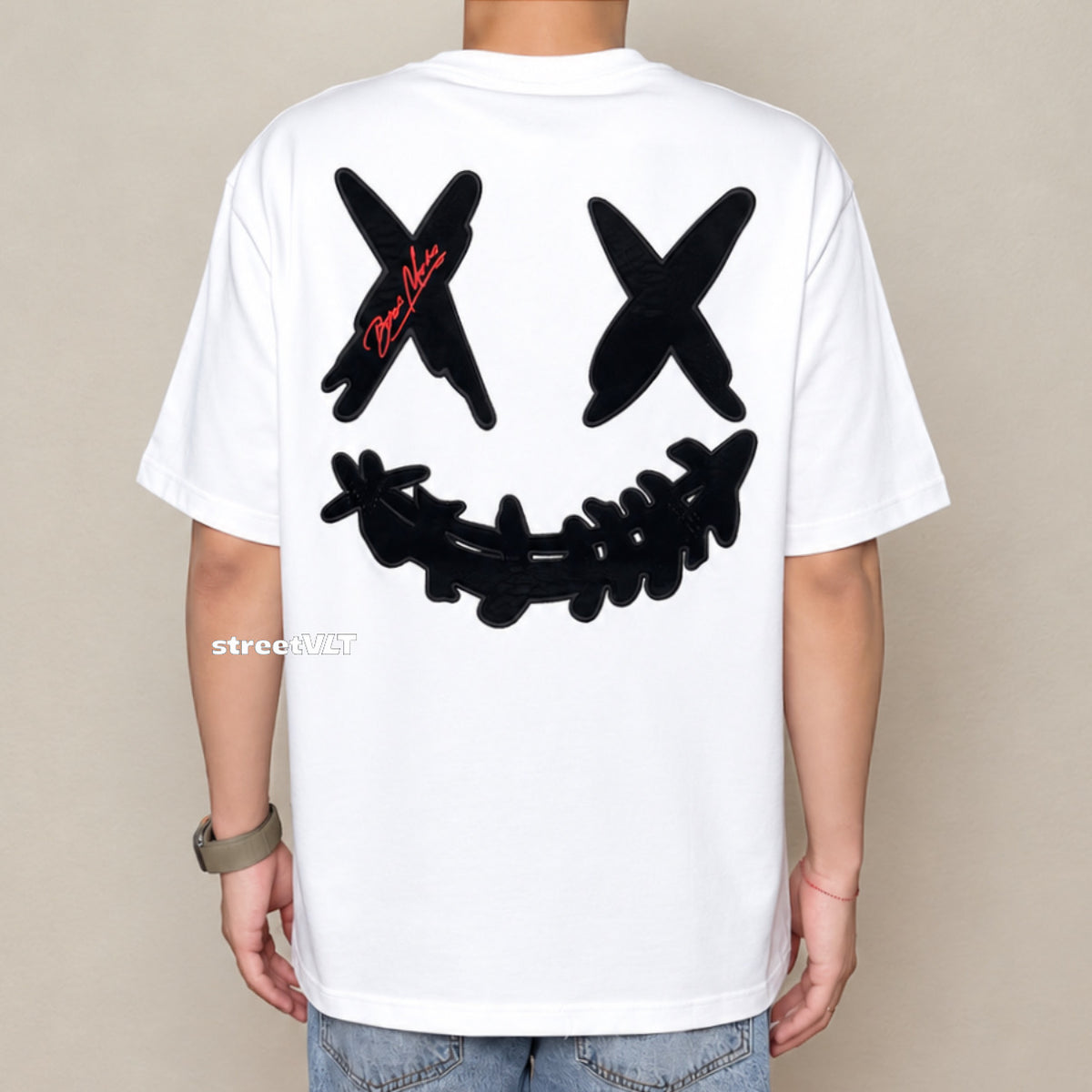 RIC Ricky is Clown Black Mamba Diablo Snakeskin Embroidery White Tee