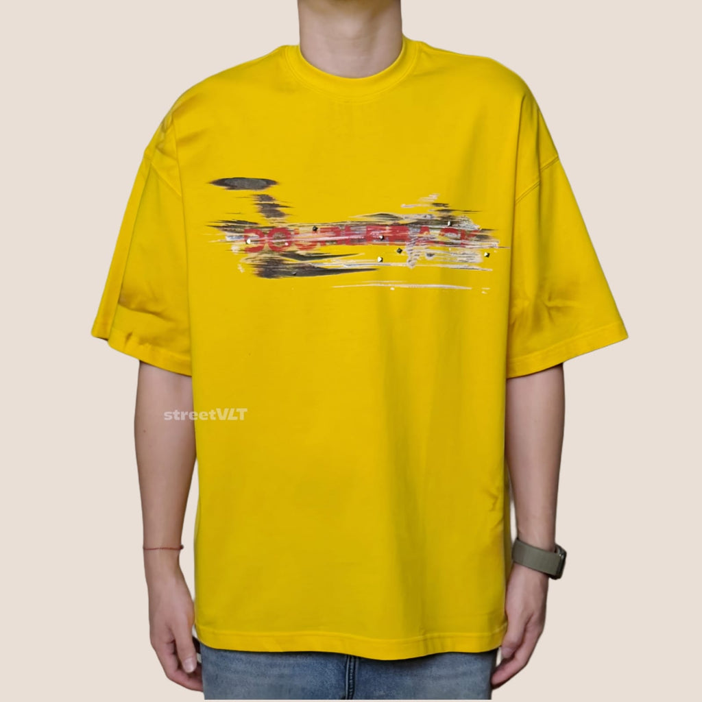Doubleback Car Paint Scratch Oversized Yellow Tee