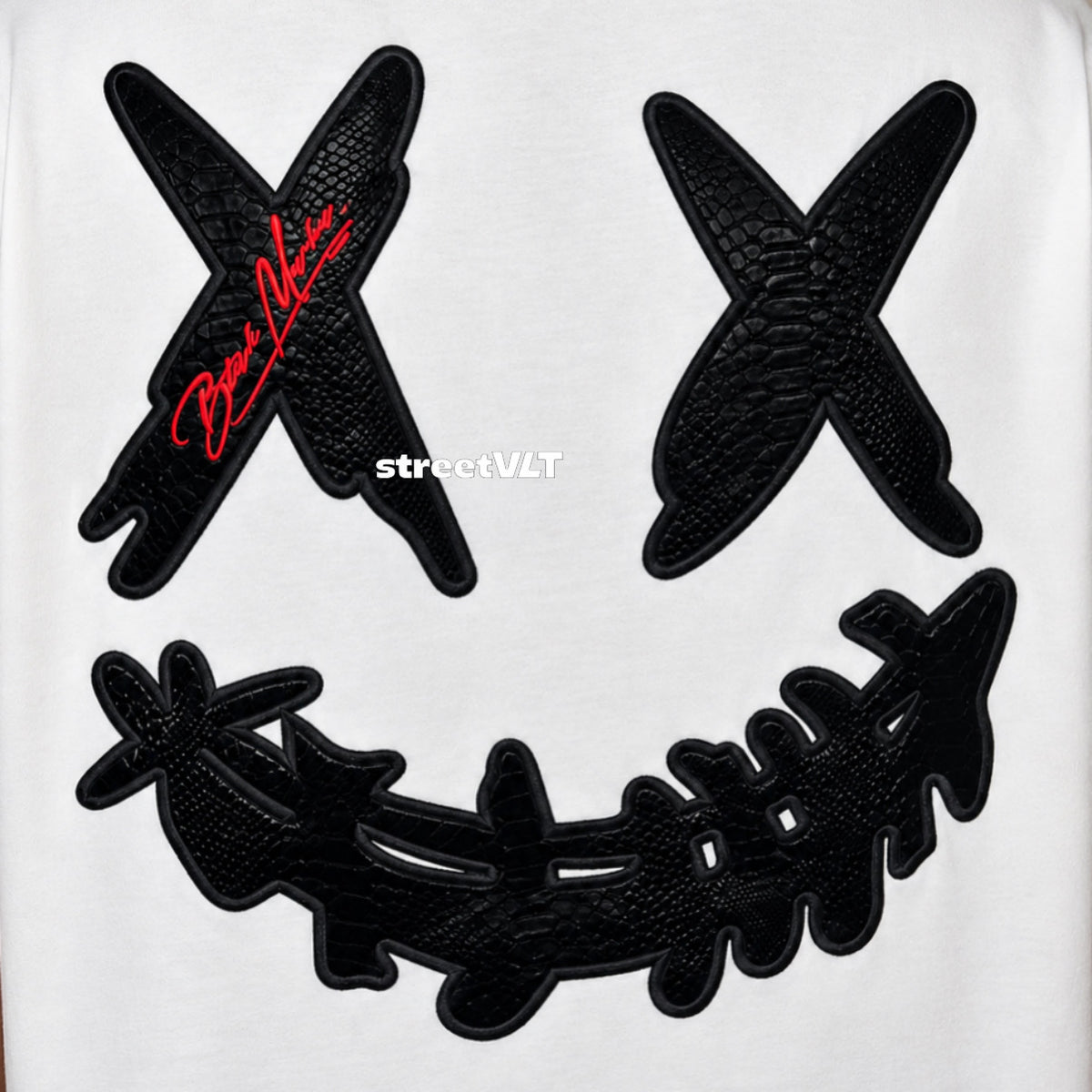 RIC Ricky is Clown Black Mamba Diablo Snakeskin Embroidery White Tee