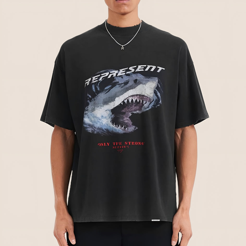 Represent UK Only The Strong Survive Vintage Black Tee