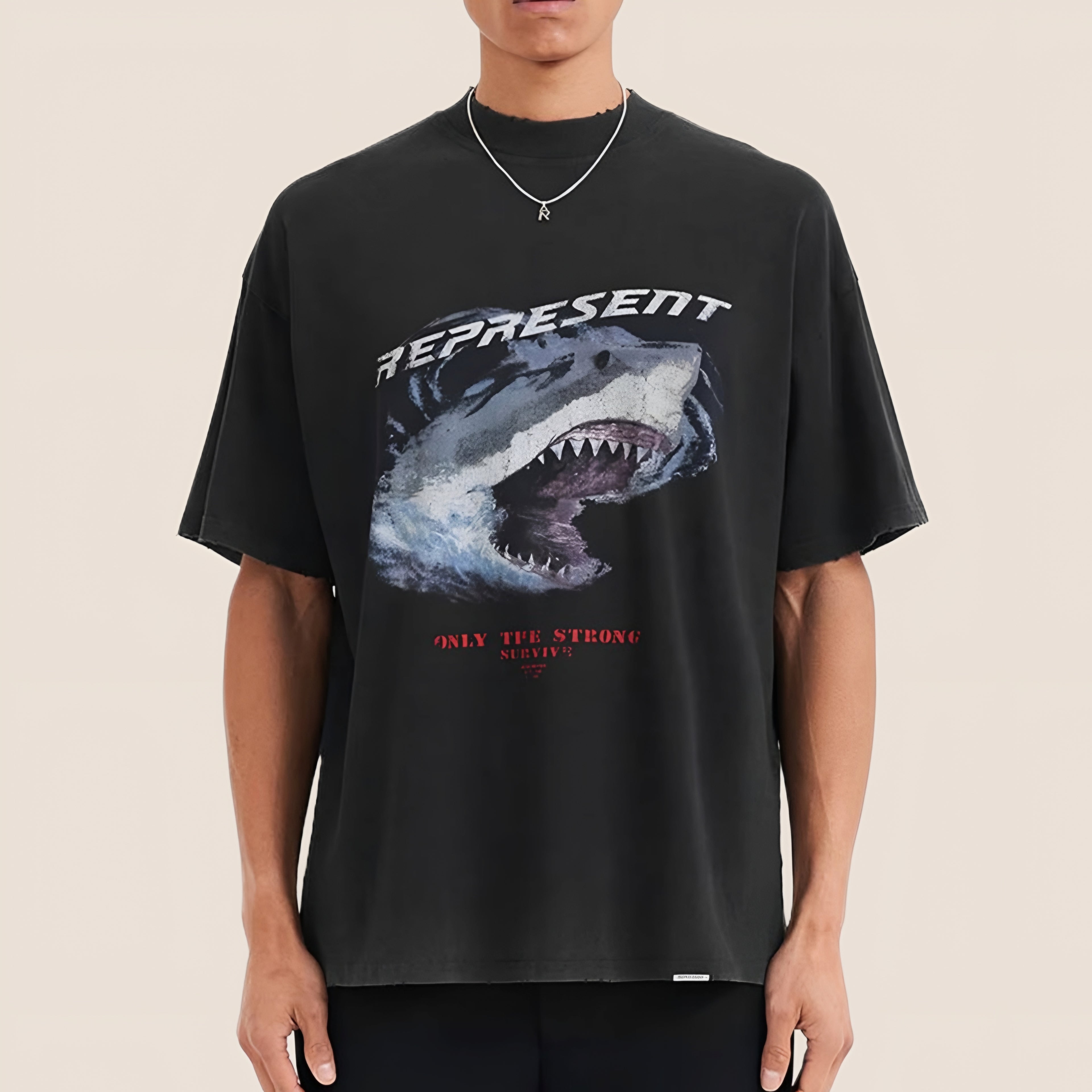 Represent UK Only The Strong Survive Vintage Black Tee
