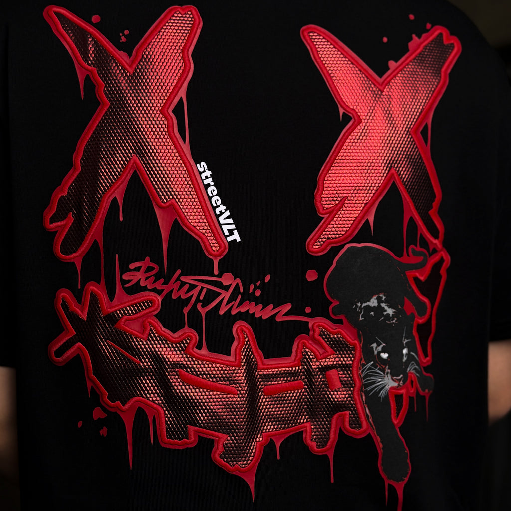 Ricky is Clown Bloody Black Panther Patch Embroidered Tee
