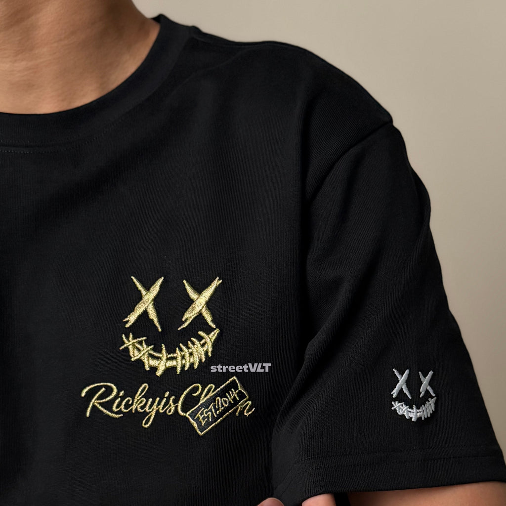 Ricky is Clown Black and Gold Mesh Tee