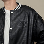 Ricky is Clown Black Mamba Snakeskin Embroidered Crocodile Varsity Jacket