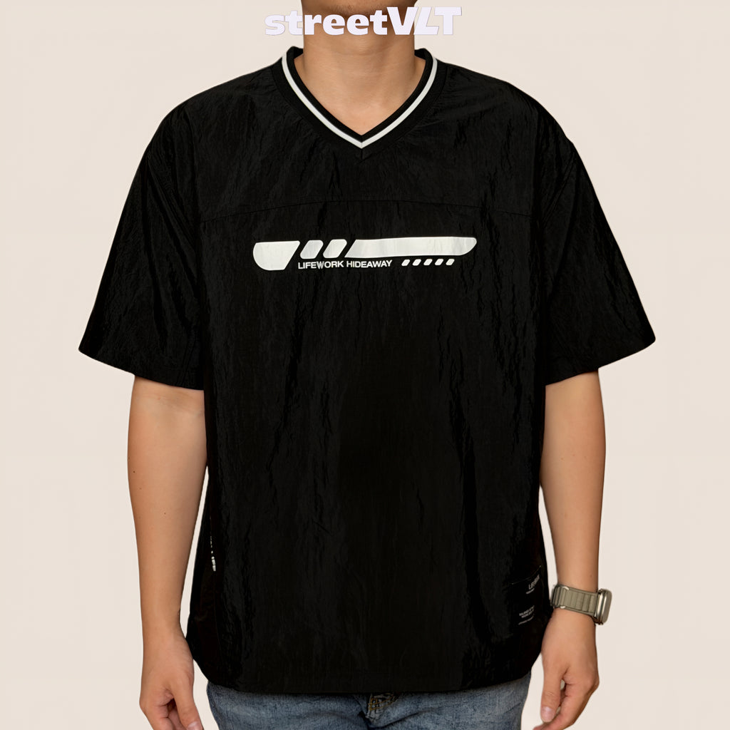 Life Work Korea V-Neck Nylon Tee