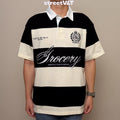 Gro Grocery Emblem Embroidery Logo Stripe Polo Shirt