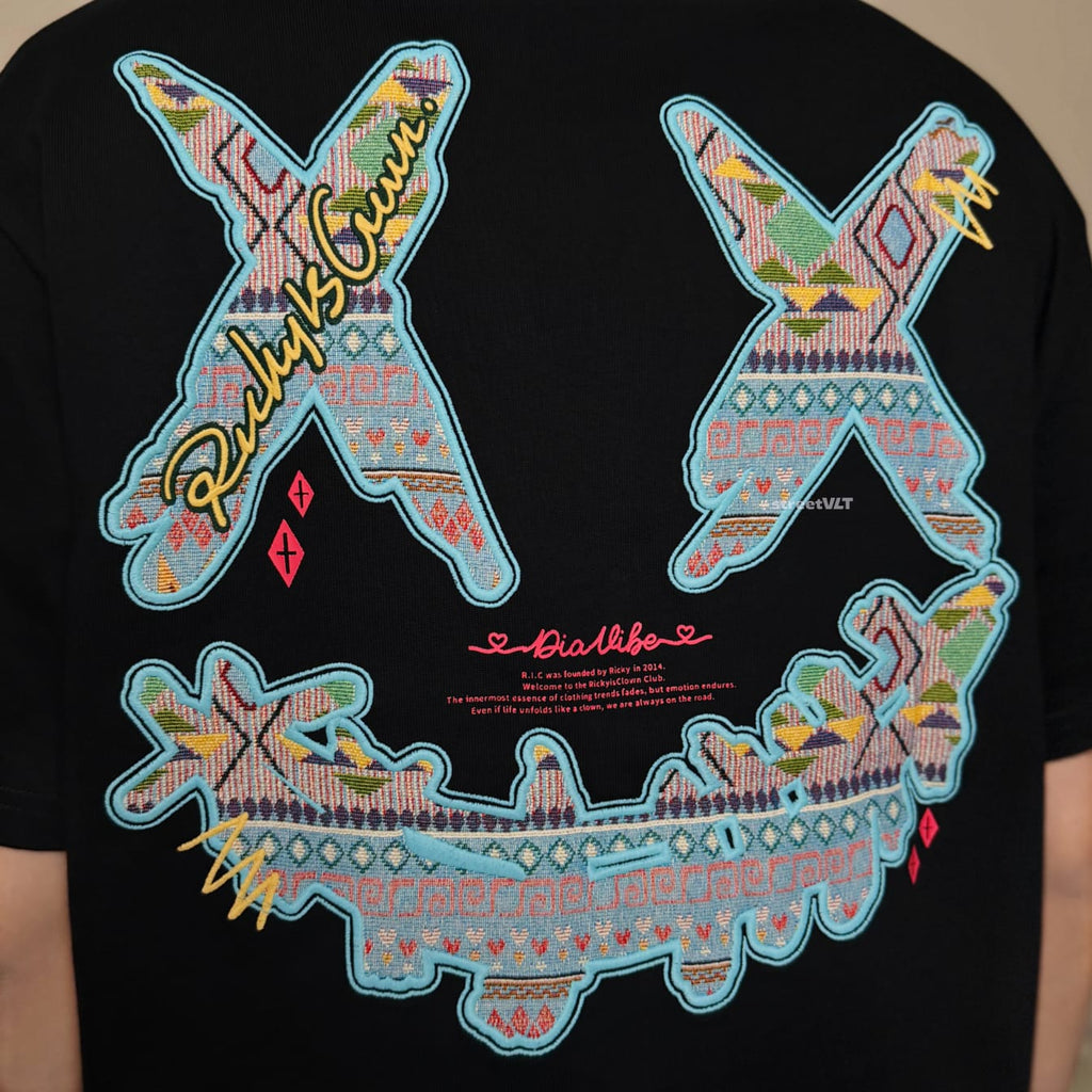 Ricky is Clown Sky Blue Tribe Patchwork Embroidered Tee