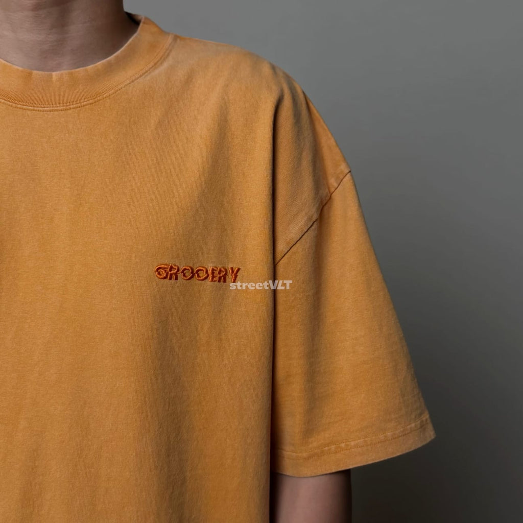 Gro Grocery Sand Washed Painted Slogan Tee