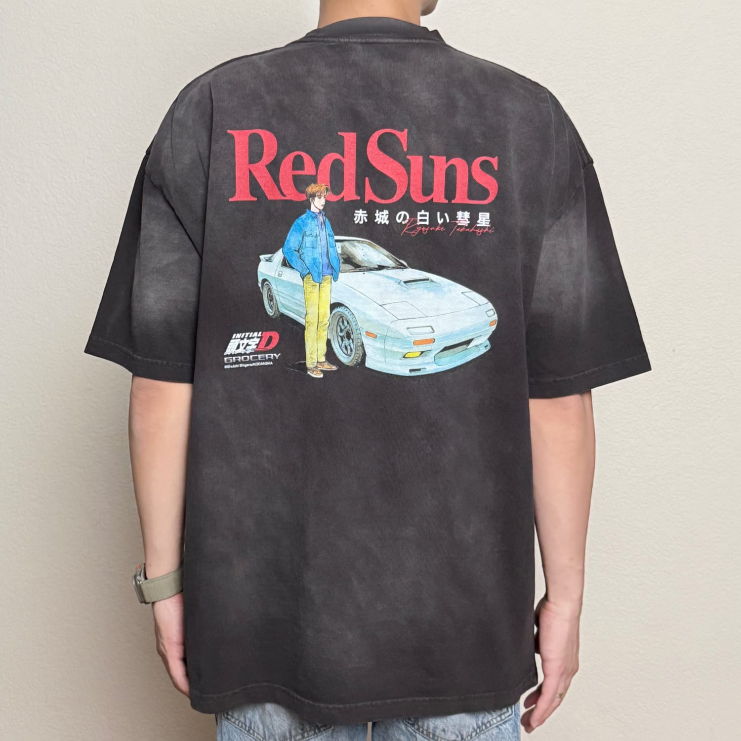 Gro Grocery Tarmac Initial D Ryosuke Takahashi RX-7 Washed Graphic Tee