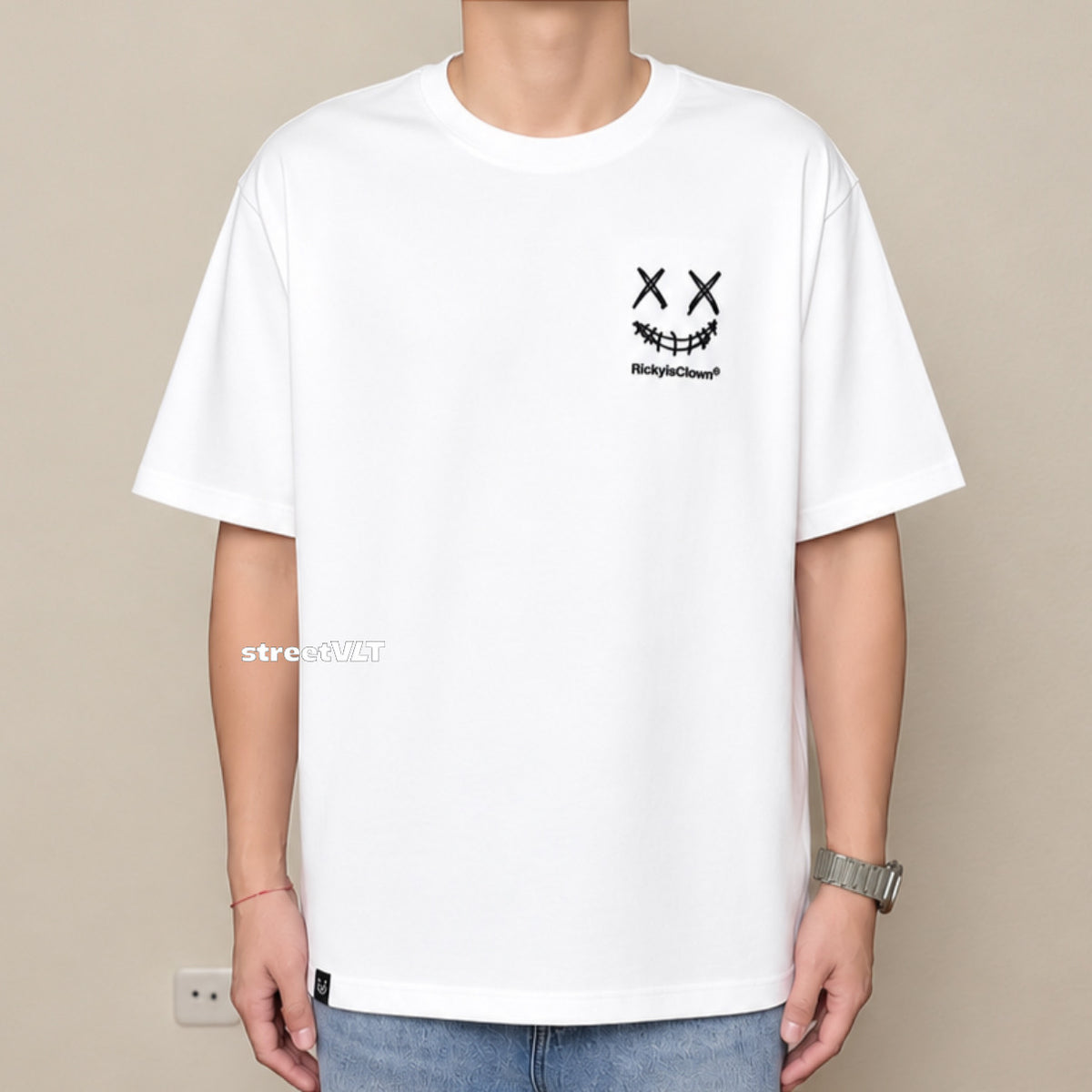 RIC Ricky is Clown Black Mamba Diablo Snakeskin Embroidery White Tee