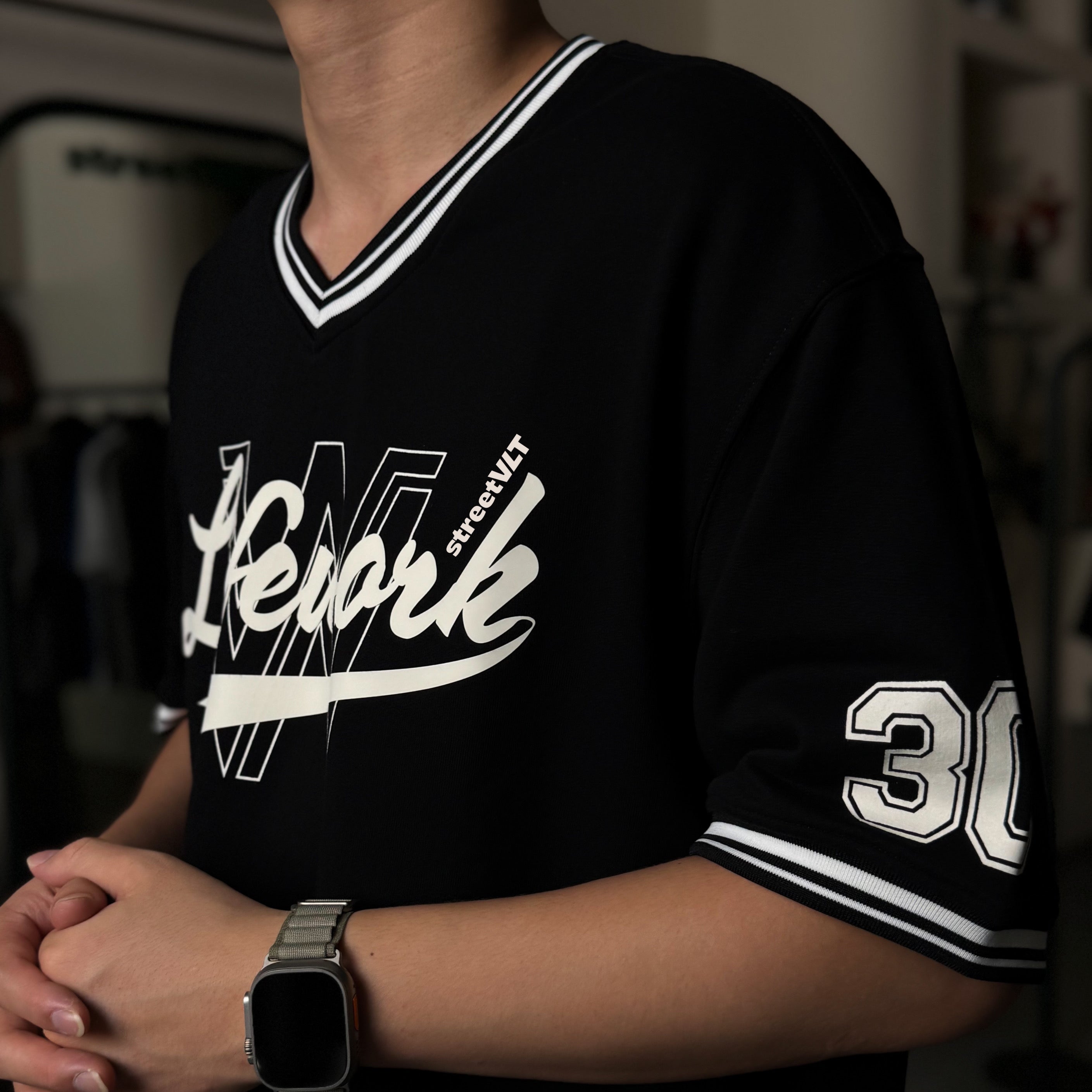 Life Work Korea Unit Numbering V-Neck Tee
