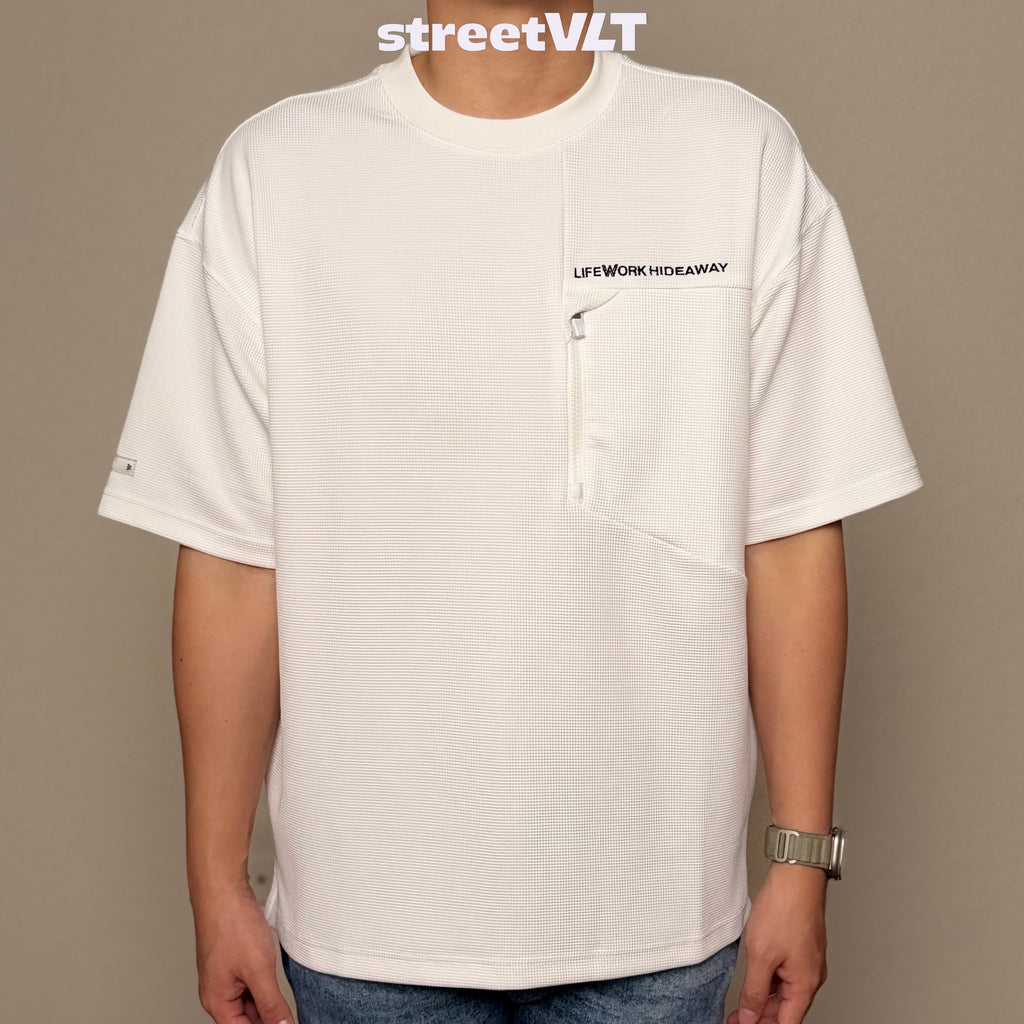 Life Work Korea Waffle Style Front Pocket Zipper Tee