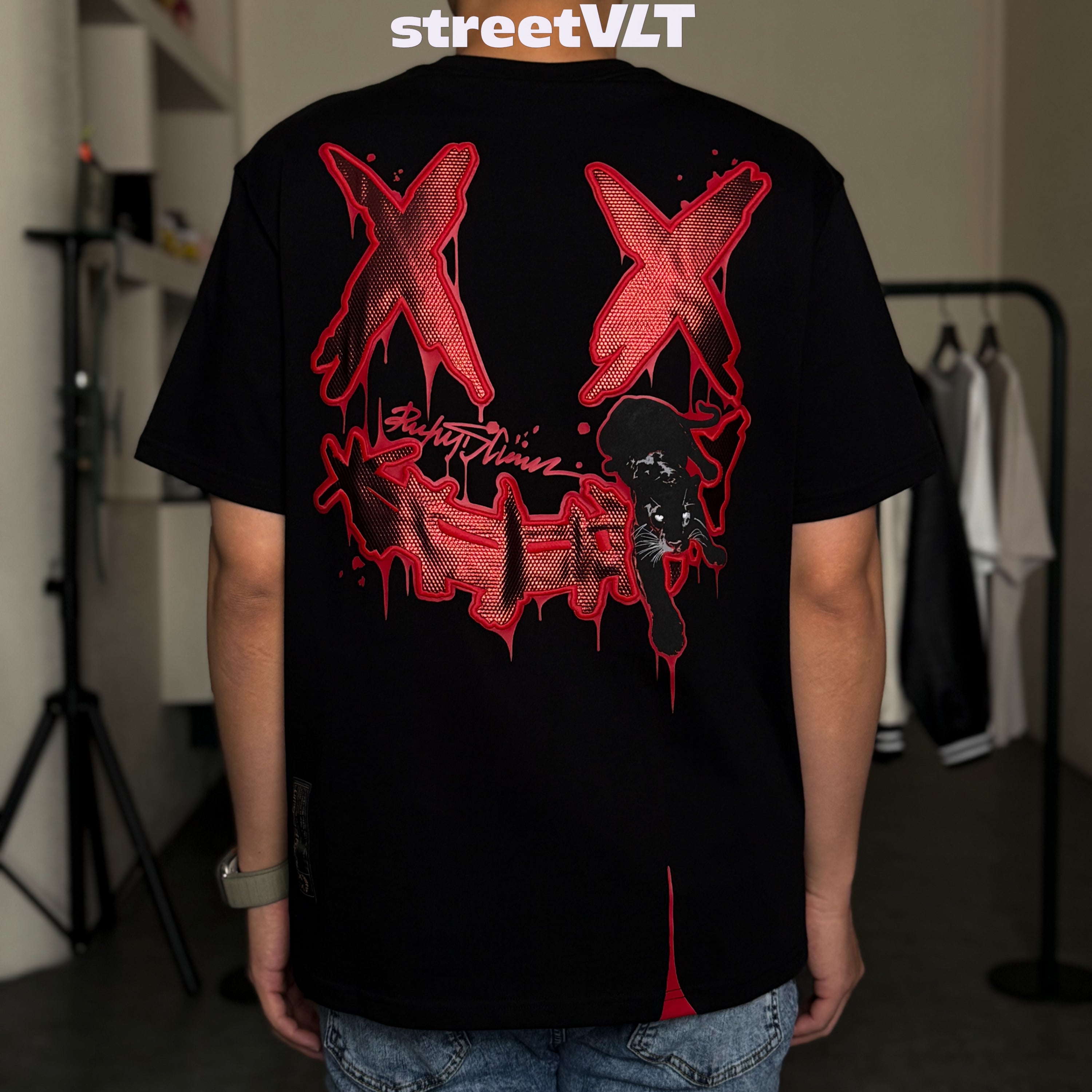 Ricky is Clown Bloody Black Panther Patch Embroidered Tee