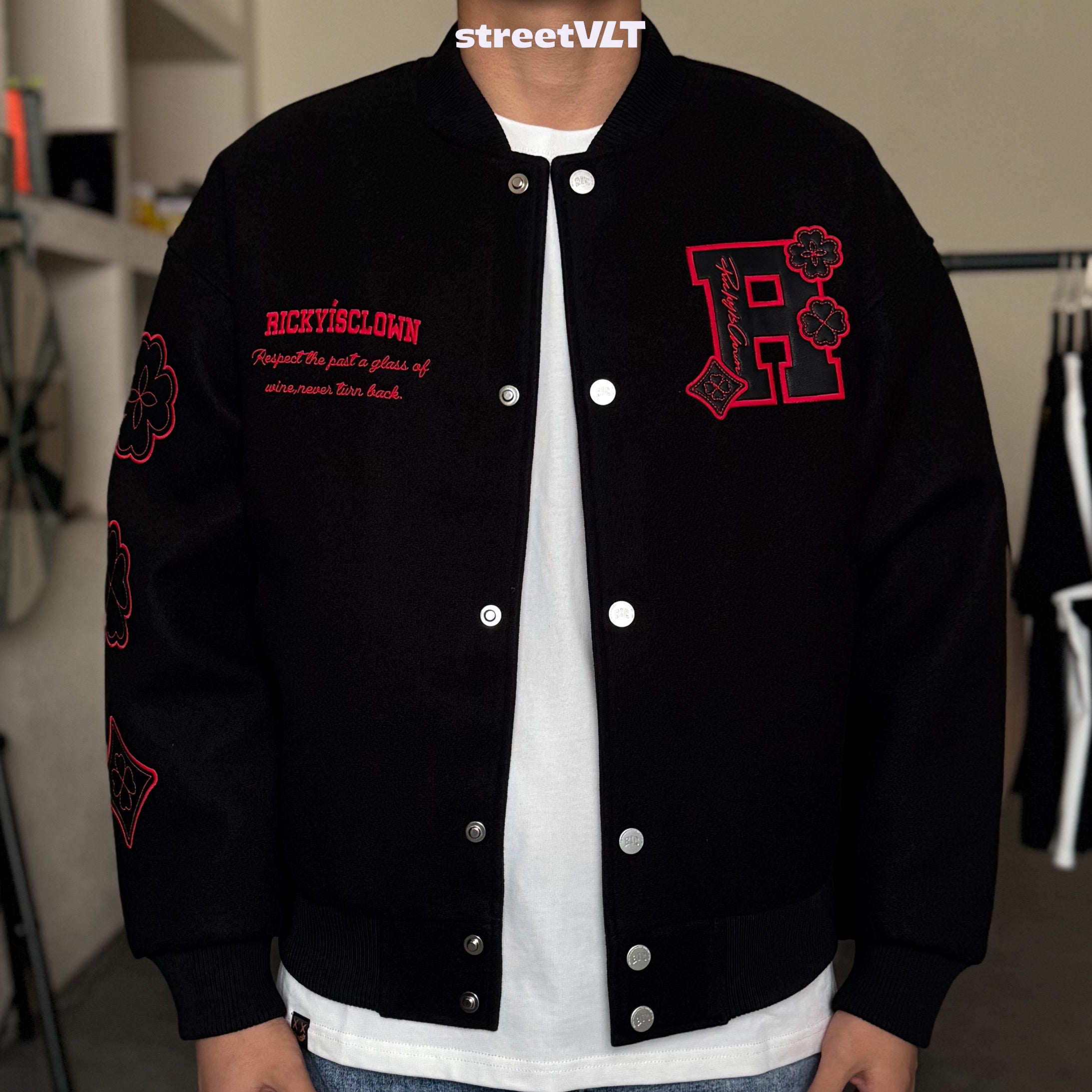 Ricky is Clown Leaf Clover Baseball Jacket