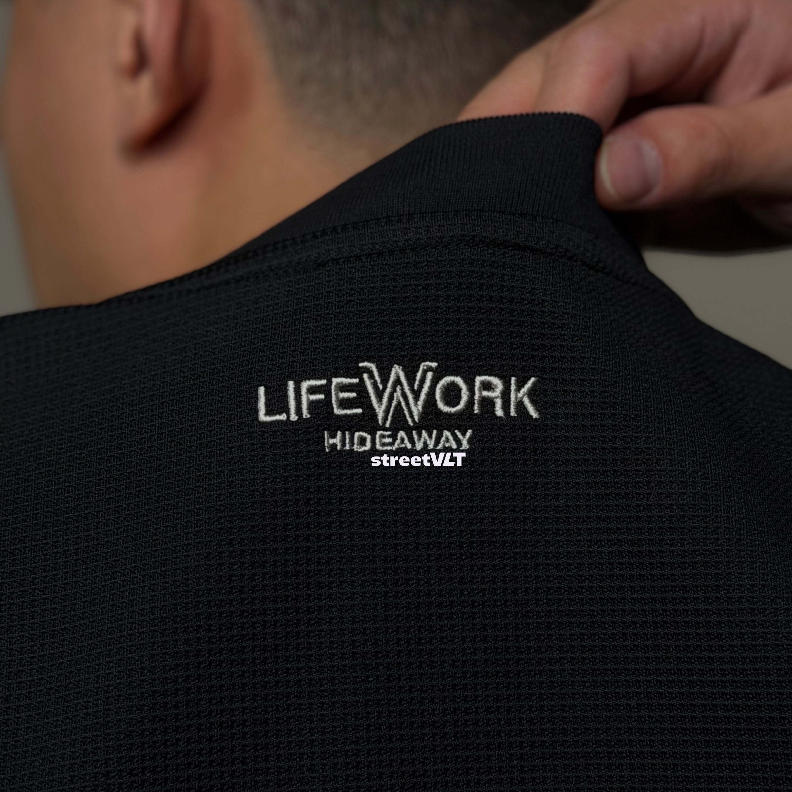 Life Work Korea Waffle Style Front Pocket Zipper Tee