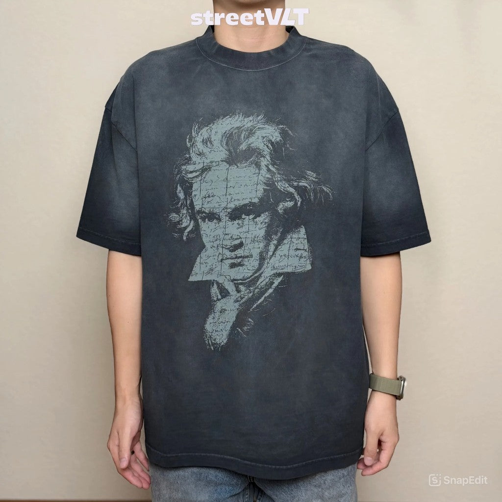Gro Grocery Washed Beethoven Graphic Faded Tee