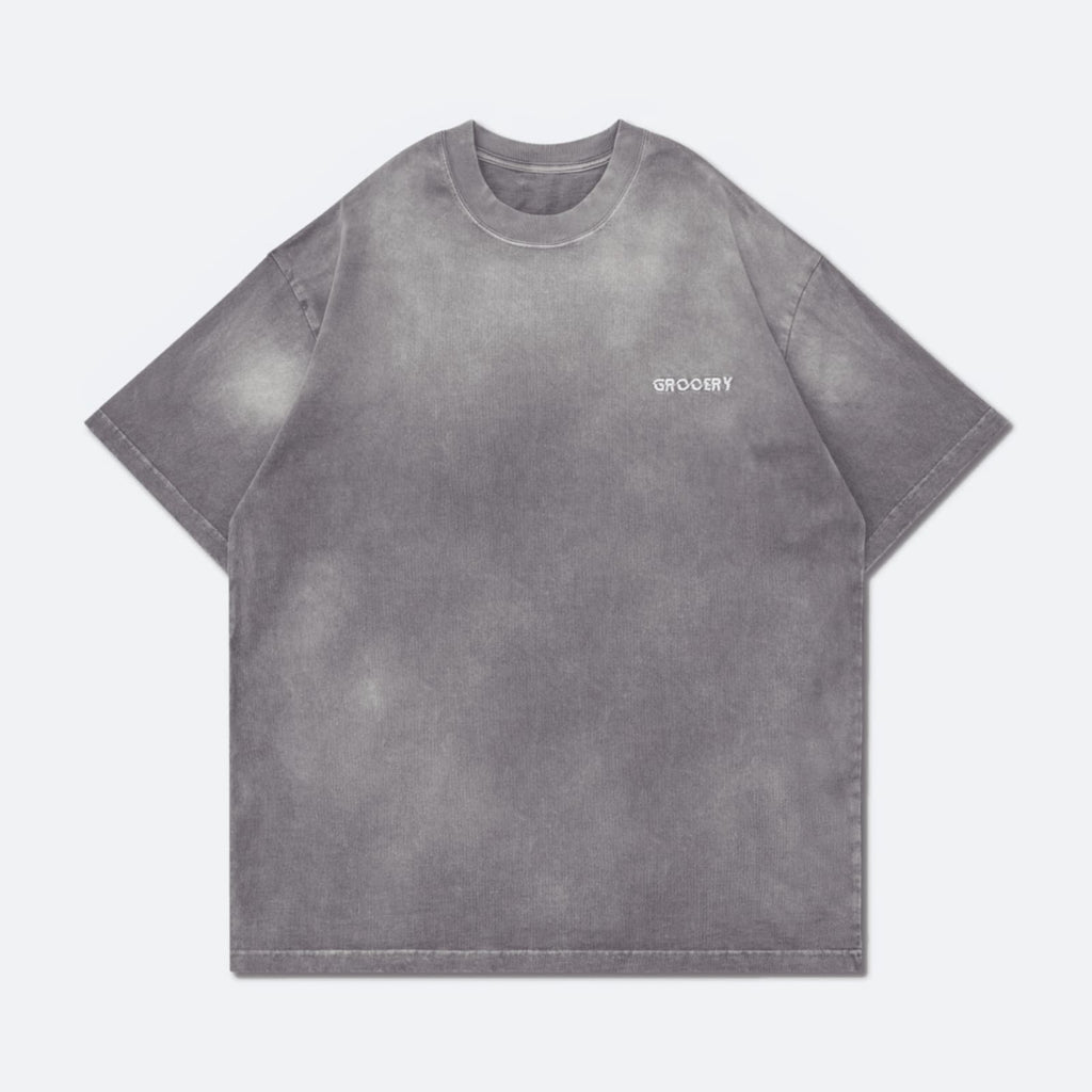 Gro Grocery Dirty Washed Painted Slogan Tee