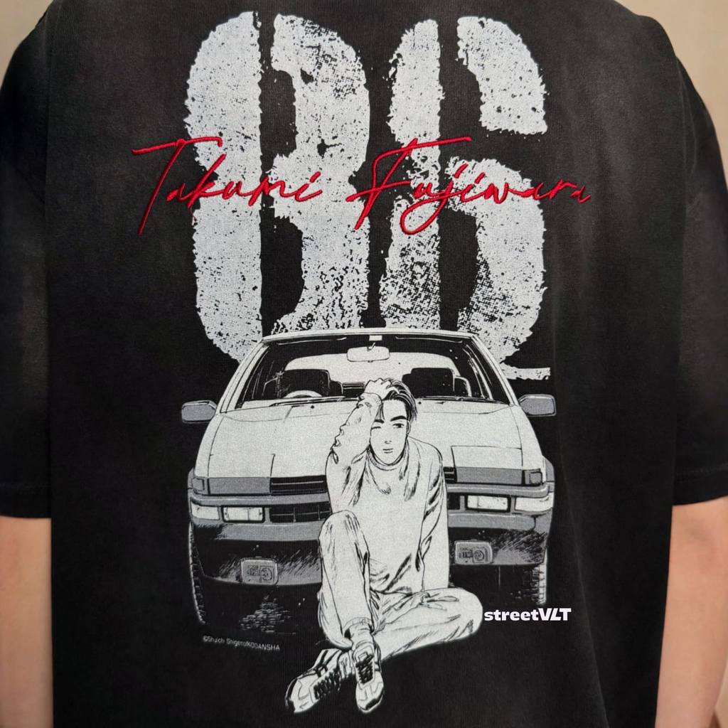 Gro Grocery Tarmac Initial D 86 vs FD Washed Graphic Tee