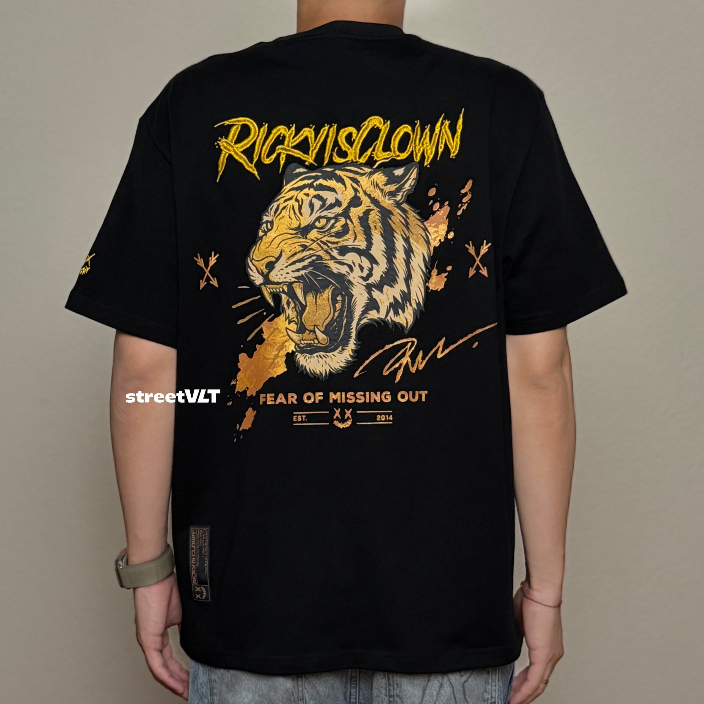Ricky is Clown Golden Tiger Roar Embroidered Tee