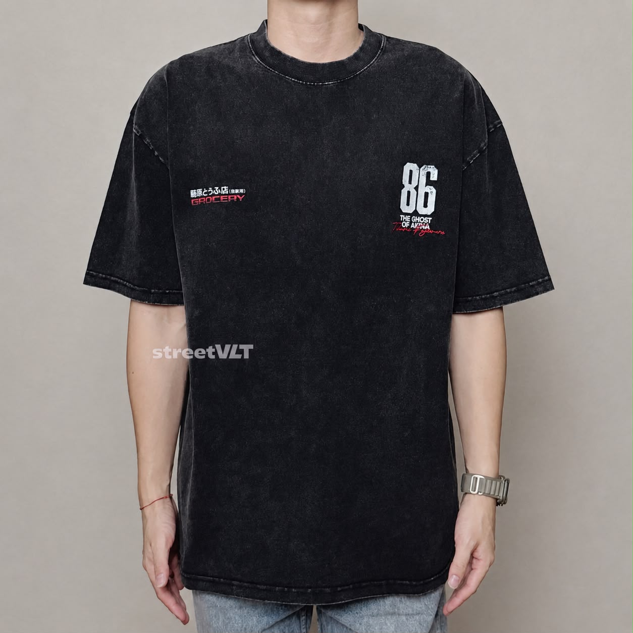 Gro Grocery Tarmac Initial D Takumi Fujiwara AE86 Washed Graphic Tee