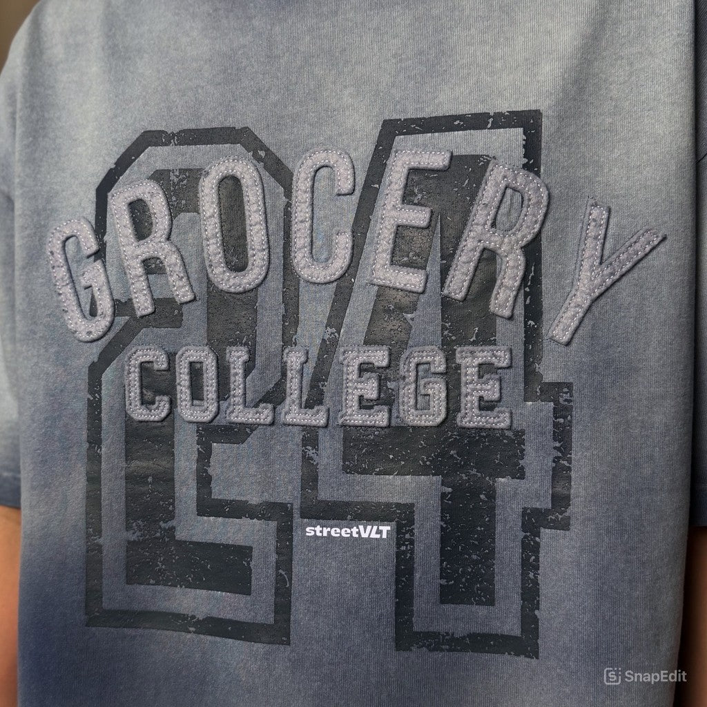 Gro Grocery Washed College Patchwork Sun Faded  Tee