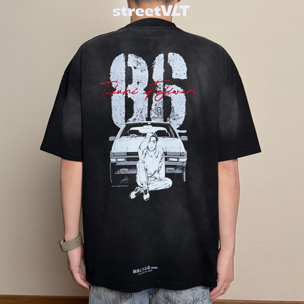 Gro Grocery Tarmac Initial D 86 vs FD Washed Graphic Tee