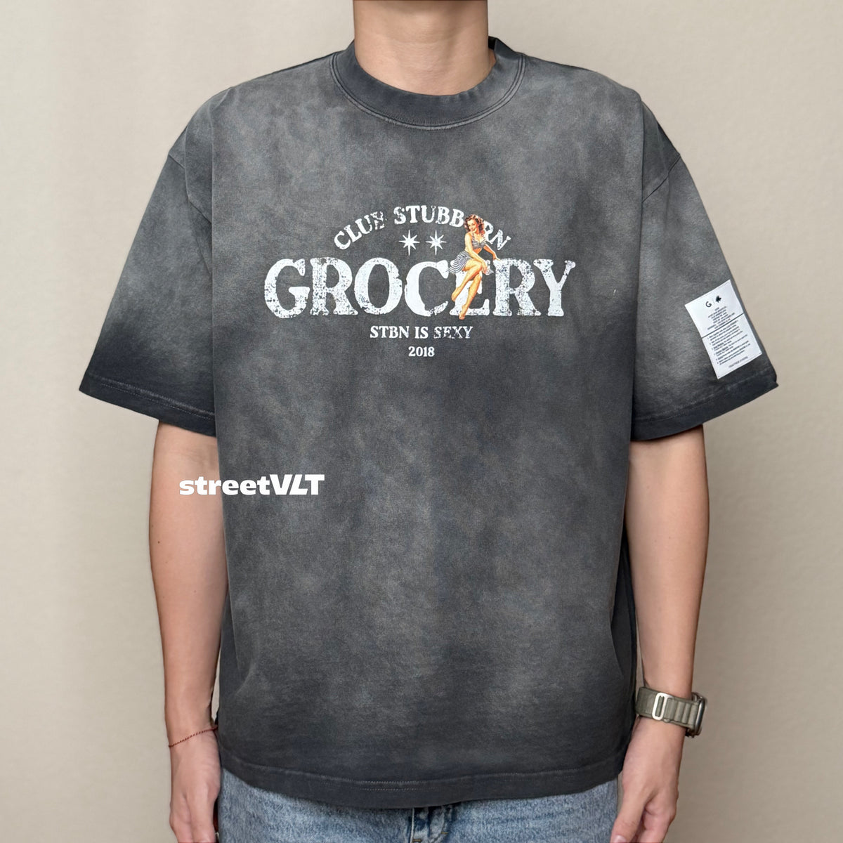 Gro Grocery X Club Stubborn Logo Boxy Washed Tee
