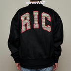 Ricky is Clown Suede Ethnic Patchwork Baseball Uniform Varsity Jacket
