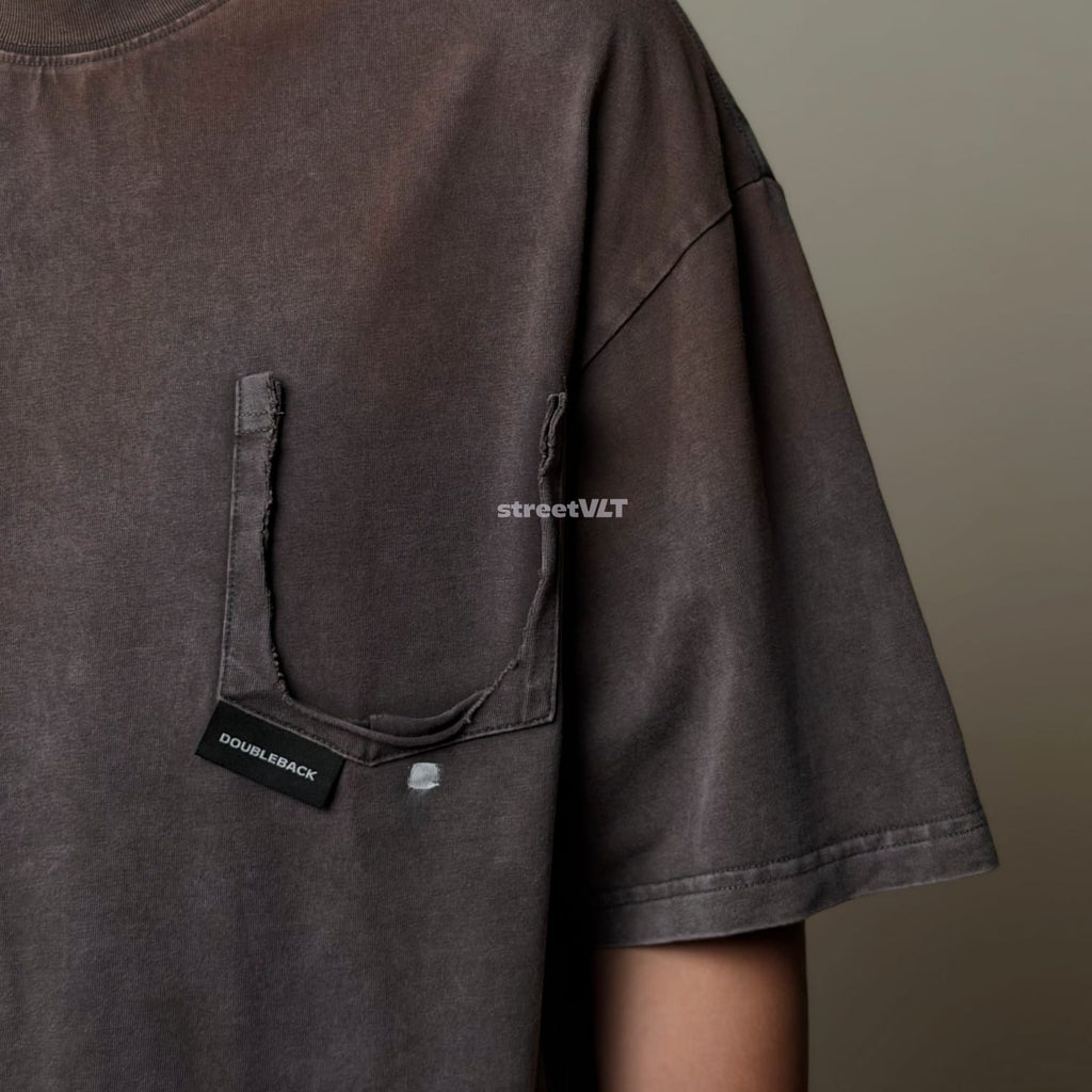 Doubleback Ripped Pocket Oversized Rusty Grey Tee